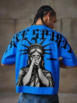 New Men's Summer Gothic Statue of Liberty Printed Comfortable and Breathable Round Neck T-shirt Outdoor Street Top