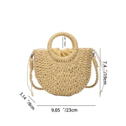 2026 NEW Summer Women Handmade Weave Straw Rattan Half-Moon Beach Handbag Large Capacity Hollow Crossbody Shoulder Bag