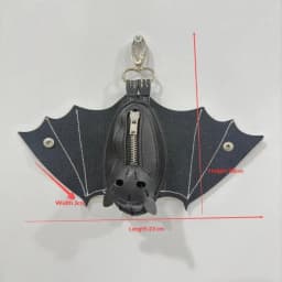 PU Leather Bat Coin Purse With Bat Keychain - Bat-Themed Zippered Coin Pouch Wallet Suitable For Women's Dress & Bat Costumes