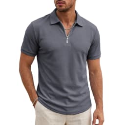 Men's Short Sleeve T-Shirts Summer Casual Shirts for Men Lightweight Zipprt Short Polo Shirt Zip Top Shirts for Work Athletic