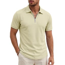 Men's Short Sleeve T-Shirts Summer Casual Shirts for Men Lightweight Zipprt Short Polo Shirt Zip Top Shirts for Work Athletic