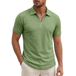 Men's Short Sleeve T-Shirts Summer Casual Shirts for Men Lightweight Zipprt Short Polo Shirt Zip Top Shirts for Work Athletic
