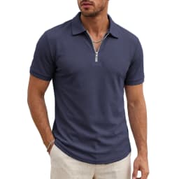 Men's Short Sleeve T-Shirts Summer Casual Shirts for Men Lightweight Zipprt Short Polo Shirt Zip Top Shirts for Work Athletic