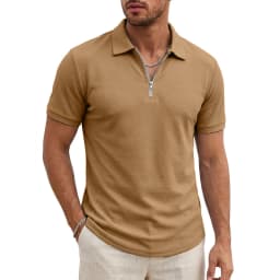 Men's Short Sleeve T-Shirts Summer Casual Shirts for Men Lightweight Zipprt Short Polo Shirt Zip Top Shirts for Work Athletic