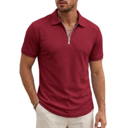 Men's Short Sleeve T-Shirts Summer Casual Shirts for Men Lightweight Zipprt Short Polo Shirt Zip Top Shirts for Work Athletic