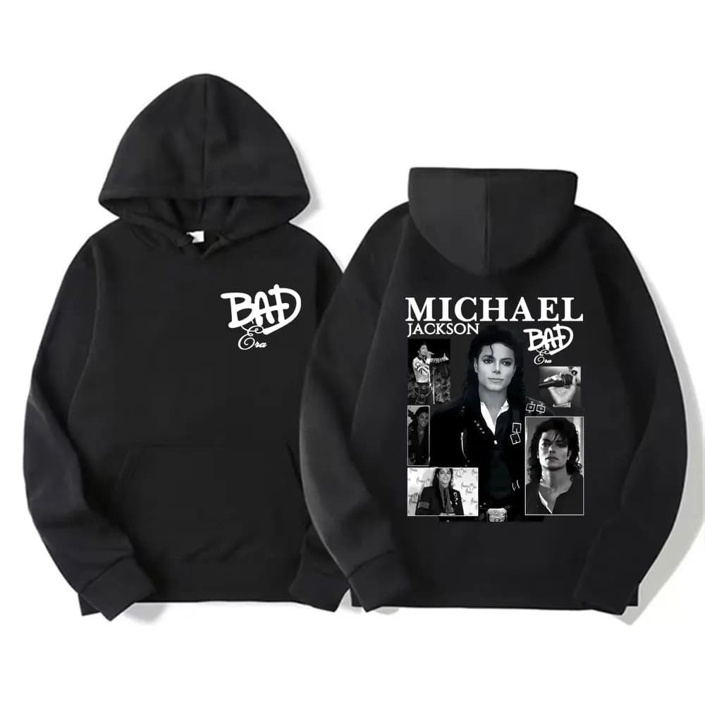 King of Pop Michael Jackson Bad Era Album Graphic Hoodies Men Women Vintage Hot Sale Hoodie Oversized Fleece Comfort Sweatshirts