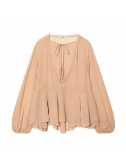 Women Chic Elegant Blouse Woman Casual Layered Fashion Spring Flare Sleeve Pleated Shirt Female O-Neck Shirt