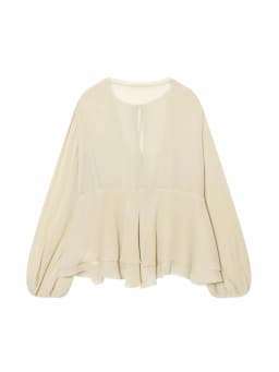 Women Chic Elegant Blouse Woman Casual Layered Fashion Spring Flare Sleeve Pleated Shirt Female O-Neck Shirt