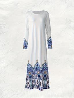 Printed Design casual style Blue And White Mandala Pattern women's dress
