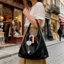 Elegant Shoulder Underarm Bags with Pendant Solid Color Synthetic Leather Handbags for Women Everyday Travel Shopping, Parties