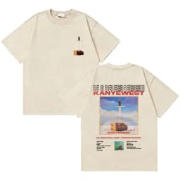 Awesome Rapper Kanye West Graduation Bear Vintage Washed T-shirt Men Women Hip Hop Fashion Trend Short Sleeve T Shirt Streetwear