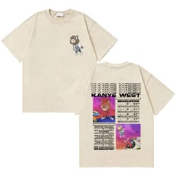 Awesome Rapper Kanye West Graduation Bear Vintage Washed T-shirt Men Women Hip Hop Fashion Trend Short Sleeve T Shirt Streetwear