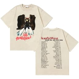 Awesome Rapper Kanye West Graduation Bear Vintage Washed T-shirt Men Women Hip Hop Fashion Trend Short Sleeve T Shirt Streetwear