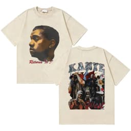 Awesome Rapper Kanye West Graduation Bear Vintage Washed T-shirt Men Women Hip Hop Fashion Trend Short Sleeve T Shirt Streetwear