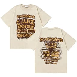 Awesome Rapper Kanye West Graduation Bear Vintage Washed T-shirt Men Women Hip Hop Fashion Trend Short Sleeve T Shirt Streetwear