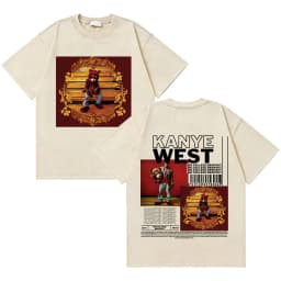 Awesome Rapper Kanye West Graduation Bear Vintage Washed T-shirt Men Women Hip Hop Fashion Trend Short Sleeve T Shirt Streetwear
