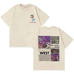 Awesome Rapper Kanye West Graduation Bear Vintage Washed T-shirt Men Women Hip Hop Fashion Trend Short Sleeve T Shirt Streetwear