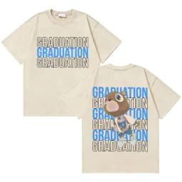 Awesome Rapper Kanye West Graduation Bear Vintage Washed T-shirt Men Women Hip Hop Fashion Trend Short Sleeve T Shirt Streetwear