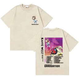 Awesome Rapper Kanye West Graduation Bear Vintage Washed T-shirt Men Women Hip Hop Fashion Trend Short Sleeve T Shirt Streetwear