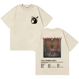 Awesome Rapper Kanye West Graduation Bear Vintage Washed T-shirt Men Women Hip Hop Fashion Trend Short Sleeve T Shirt Streetwear