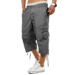 Men's Cargo Shorts Solid Color Loose Fit Elastic Waist Large Size Outdoor Spring Summer Casual Pants with Multiple Pockets