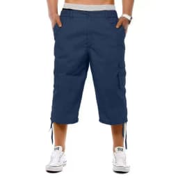 Men's Cargo Shorts Solid Color Loose Fit Elastic Waist Large Size Outdoor Spring Summer Casual Pants with Multiple Pockets