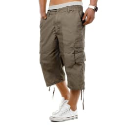 Men's Cargo Shorts Solid Color Loose Fit Elastic Waist Large Size Outdoor Spring Summer Casual Pants with Multiple Pockets