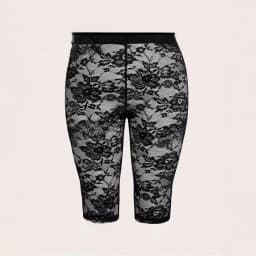 Black Lace Leggings Women's Sensual High-Waisted Sheer Cropped Trousers Lace-Up Holiday Casual Base Layer Trousers