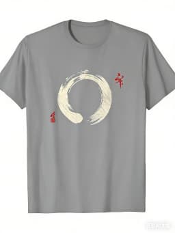 100% Cotton Summer Men's T Shirt Soft Comfortable Fabric Japanese Zen Enso Circle Gagulamao Pattern Suitable Daily Casual Wear