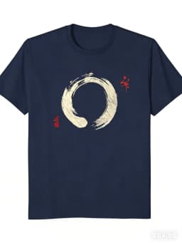 100% Cotton Summer Men's T Shirt Soft Comfortable Fabric Japanese Zen Enso Circle Gagulamao Pattern Suitable Daily Casual Wear