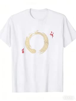 100% Cotton Summer Men's T Shirt Soft Comfortable Fabric Japanese Zen Enso Circle Gagulamao Pattern Suitable Daily Casual Wear