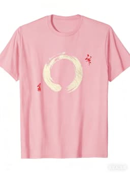 100% Cotton Summer Men's T Shirt Soft Comfortable Fabric Japanese Zen Enso Circle Gagulamao Pattern Suitable Daily Casual Wear