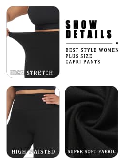Plus Size High Waisted Yoga Pants for Women Capri Pants Super Soft No See Through Workout Running Home Lounge Leggings