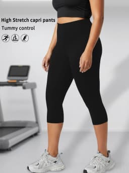 Plus Size High Waisted Yoga Pants for Women Capri Pants Super Soft No See Through Workout Running Home Lounge Leggings