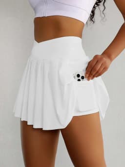 Women's Anti-Exposure Sports Skirt Running Training Tennis Skirt with Mobile Phone Bag Quick-Drying Golf Yoga Fitness Skirt