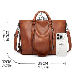Large Women's Tote Bag, Artificial Leather Long Shoulder Strap Handbag, Single Shoulder Bag A4 Business Office Tote Bag