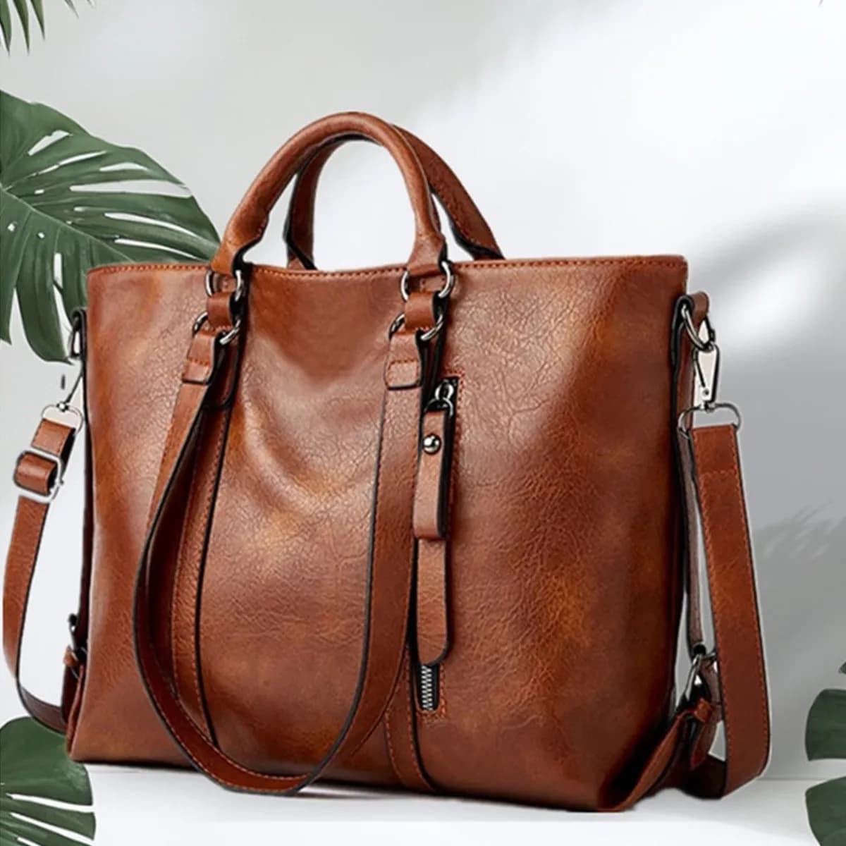 Large Women's Tote Bag, Artificial Leather Long Shoulder Strap Handbag, Single Shoulder Bag A4 Business Office Tote Bag