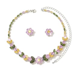 2026 New Floral Earrings and Necklace Set for Women - Trendy Floral Set with Diamond and Zirconia Stones (Instagram Style)