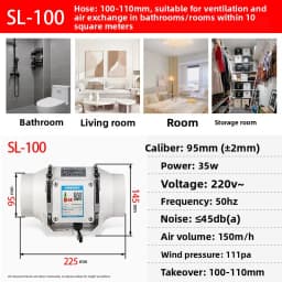 Exhaust Fan Home Mute Inline Duct Fan Bathroom Exhaust Fan Ventilation Equipment Kitchen Bathroom Wall Mounted Air Purifying Ve
