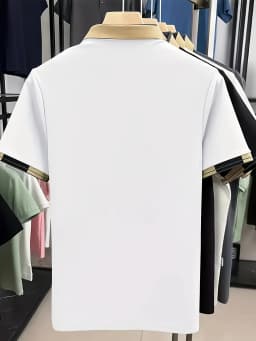 Men's Summer Business Casual Polo Shirt Classic Short Sleeve Breathable Loose Fit Color Block Collar Versatile Fashion Top