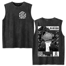 Vintage Washed Anime Fullmetal Alchemist Tank Tops Edward Elric Alphonse Elric T-Shirt Men Women Casual Sleeveless Vest T-shirts