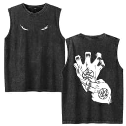 Vintage Washed Anime Fullmetal Alchemist Tank Tops Edward Elric Alphonse Elric T-Shirt Men Women Casual Sleeveless Vest T-shirts