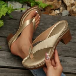 Summer High Heel Shoes for Women 2025 New Sandals Plus Size 43 Outdoor Clip Toe Thick Leisure High Heel Slippers Sandalias Mujer