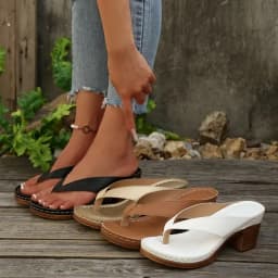 Summer High Heel Shoes for Women 2025 New Sandals Plus Size 43 Outdoor Clip Toe Thick Leisure High Heel Slippers Sandalias Mujer