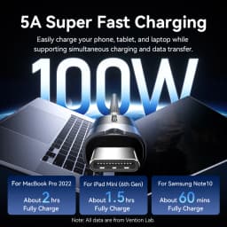 Vention 100W Cable 10Gbps USB C to Type C Cable USB 3.2 Gen2 Fast Charging Cord 4K@60Hz Type-C Cable for iphone 17 16 15 Maxbook