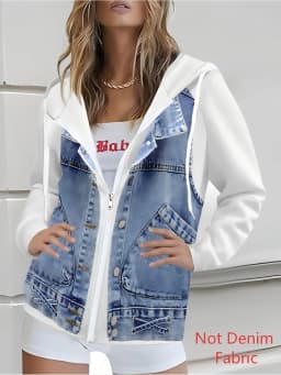 Printed Jacket-Not Denim Fabric And White Hoodie Jacket Spring and Autumn styles casual style