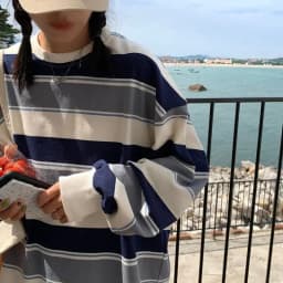 Women T Shirts Woman Clothing Y2k Sweatshirt 2026 Four Seasons Fashion Long Sleeves Tee Loose Couple Graphic Stripe T-Shirt Tops