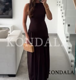 KONDALA Elegant Chic Tulle Sleeveless Dress Women Trendy Vintage Slim Long Dress 2026 Spring Summer Fashion Holiday Casual Dress