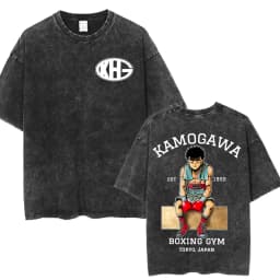 Anime Hajime No Ippo Kamogawa Boxing Gym Vintage Washed T-shirt Makunouchi Takamura KGB T Shirts Men Manga Oversized T-shirts