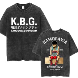 Anime Hajime No Ippo Kamogawa Boxing Gym Vintage Washed T-shirt Makunouchi Takamura KGB T Shirts Men Manga Oversized T-shirts